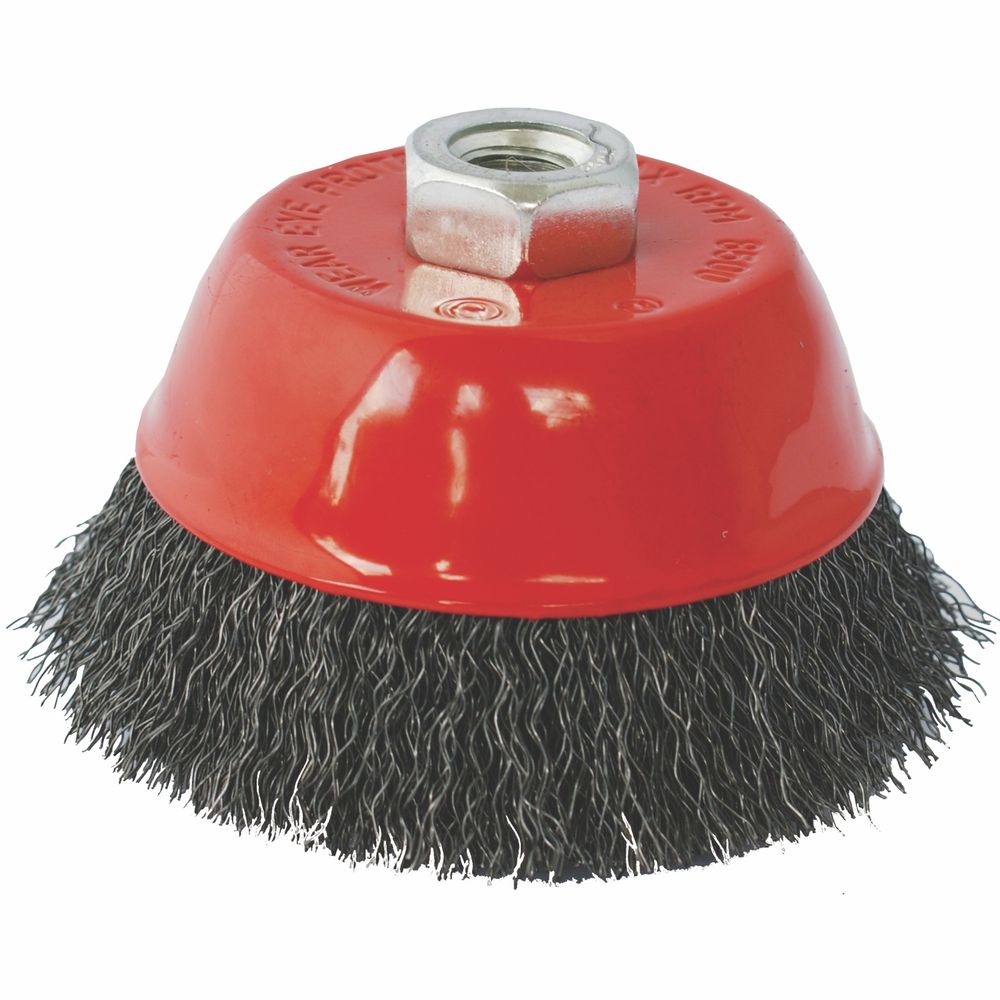 Wire Cup Brush Crimped Plain 100mmxm14 Blister